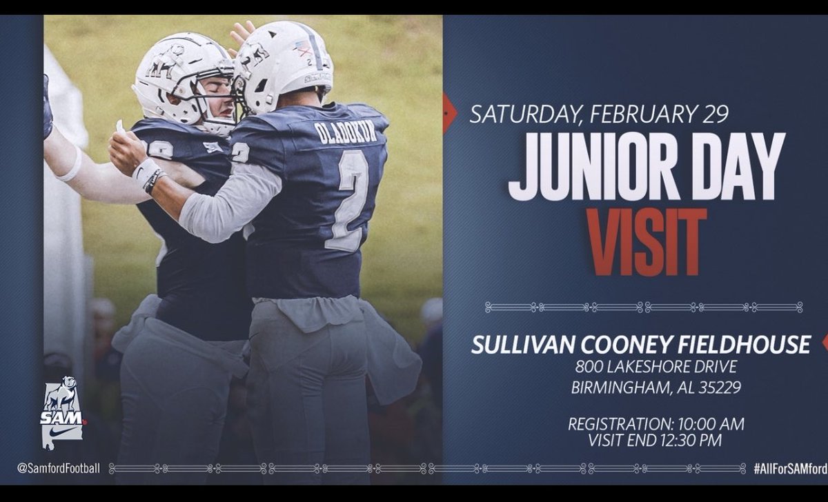 IsiahDixon7's tweet photo. Looking forward to my Junior Day visit @SamfordFootball . Thank you @CoachAdamsRC for the invite!! @CoachCrick @Coach_Porter56 @FayetteTiger https://t.co/akBhYcPakD