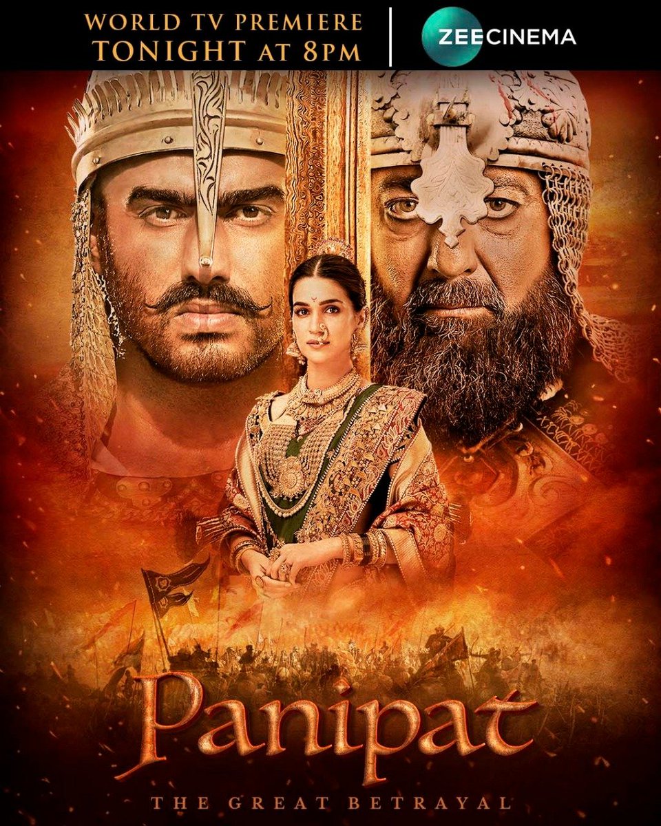 #Panipat was the only time in world history that a Maratha army consisting of Hindus &amp; Muslims, different Castes &amp; Farmers, traveled 1000 kms to stop an invader. 
And TONIGHT, this incredible story will reach AUDIENCES in their HOMES! 
#WorldTelevisionPremiere 8pm on <a href="/zeecinema/">.</a>