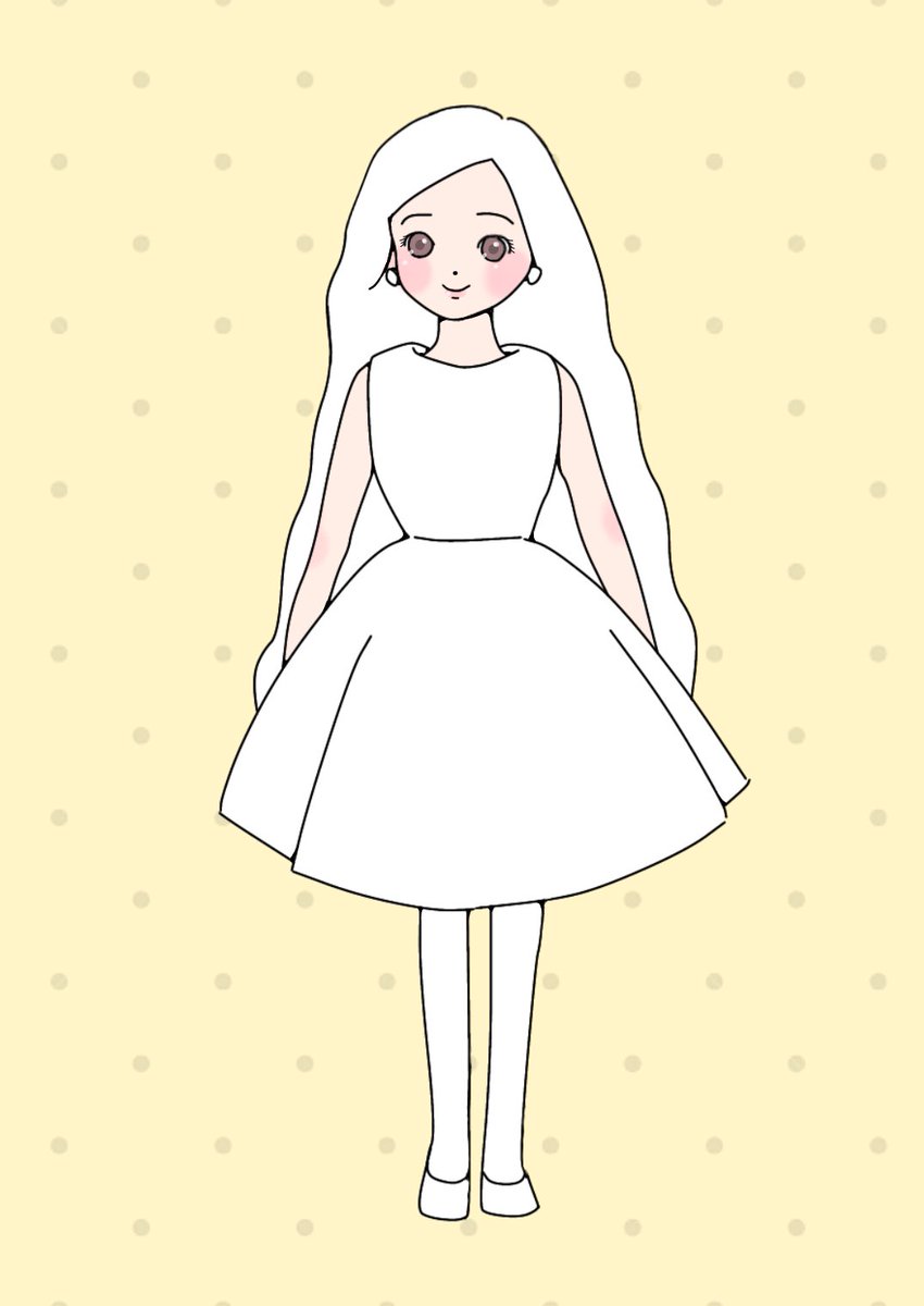 1girl solo dress white dress white hair smile white footwear  illustration images