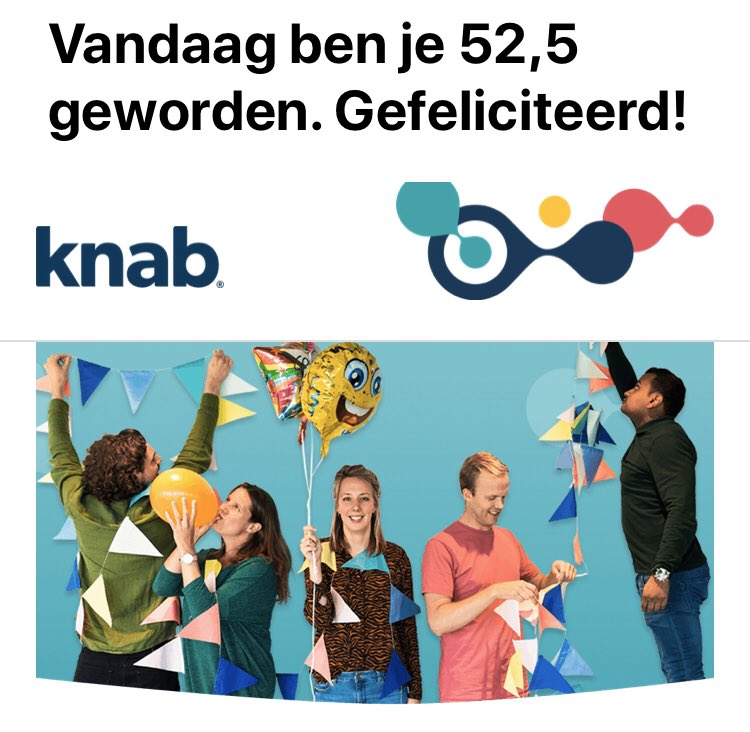 Jeetje, dat was ik zelf bijna vergeten. Wel leuk! Benieuwd of ik visite en cadeautjes krijg. 🤔🥳 #knab