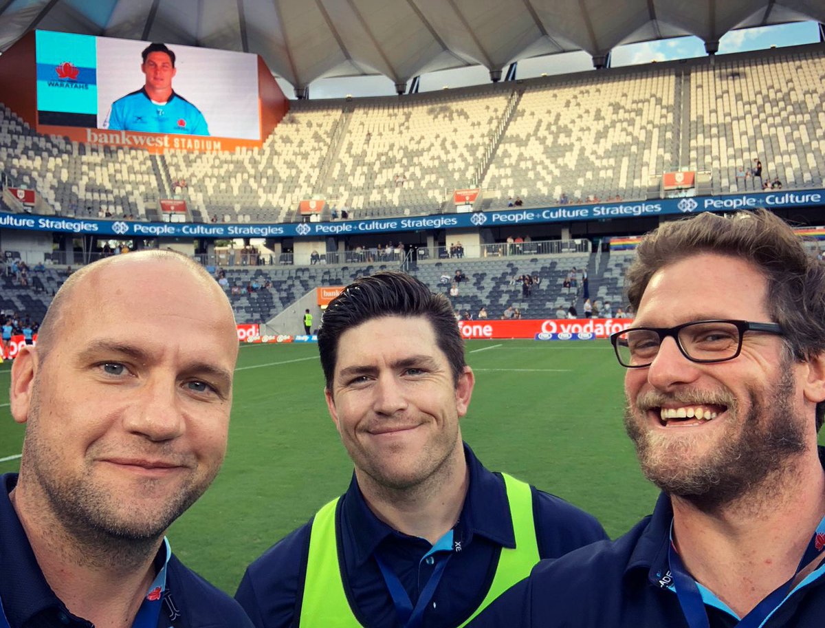 Happy group of coaches after a great win against the Brumbies. Now we start preparing for this weekend against Queensland Reds 💪🏈 <a href="/NSWWaratahs/">NSW Waratahs</a>