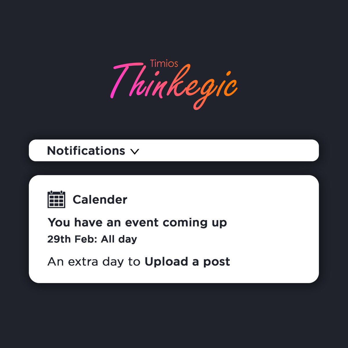 TimiosThinkegic's tweet photo. Best Creative Only At Timios Thinkegic
#anextraday #leapyear2020 #leapday #momentmarketing #topicalspot #postformat #socialmediaascend #trendingformat #timiosthinkegic #digitalmarketing #socialmedia #strategy #campaign #branding https://t.co/gN05l2xYPd