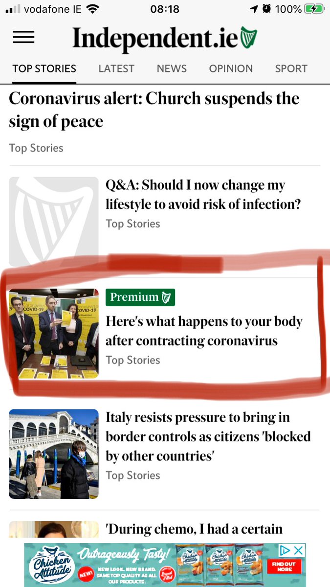 Professor_mc_G's tweet photo. @Independent_ie Why are some of the corona virus info articles PREMIUM  content? 👎 You would think that this would be a good one to make available to everyone? This is not helpful #coronavirusireland #coronavirus #ireland @HSELive https://t.co/3vmxf1M4Gx