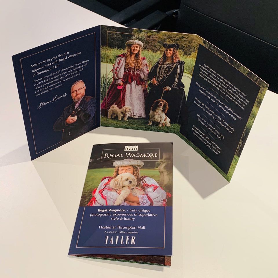 Soft touch Laminated brochures designed and printed by us to showcase the stunning work of <a href="/RegalWagmore/">Regal Wagmore</a>. 📷

Regal Wagmore offers bespoke photography packages and events at @ThrumptonHall not only for humans but their canine companions too 🐶

#Photography #Midlands