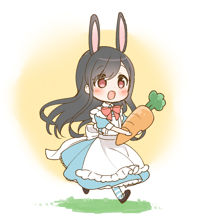 1girl animal ears rabbit ears solo carrot apron long hair  illustration images