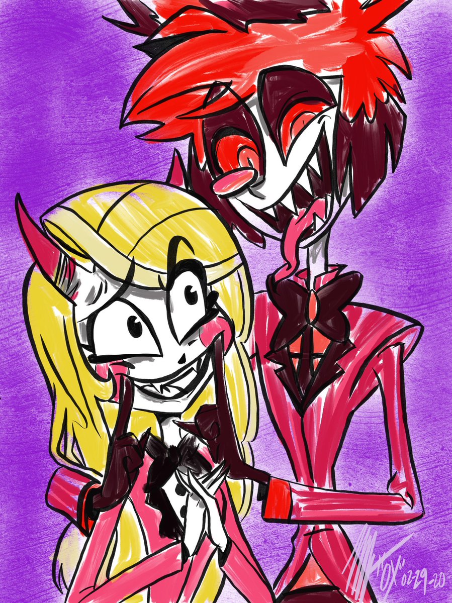 And to wrap up the leap year month with a quick silly sketch of  #HazbinHotel and I don’t think the oriental brush is worth using 