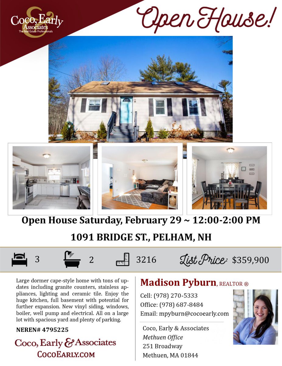 sellwithmadison's tweet photo. Would love to see you all! #openhouse #buyandsellwithmadison #realestate #realtor #buyeragent #selleragent #singlefamilyhomes #newhampshire https://t.co/4bBfhxgVSl