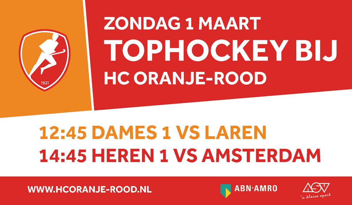 Morgen beginnen alle Hoofdklasse hockeyteams aan de tweede seizoenshelft. Voor zowel HC Oranje-Rood Dames 1 als Heren 1 staat er een thuiswedstrijd op het programma. Met name de wedstrijd van Heren 1 tegen Amsterdam wordt cruciaal. #laatjehorenvoororanjerood #opwegnaardeplayoffs