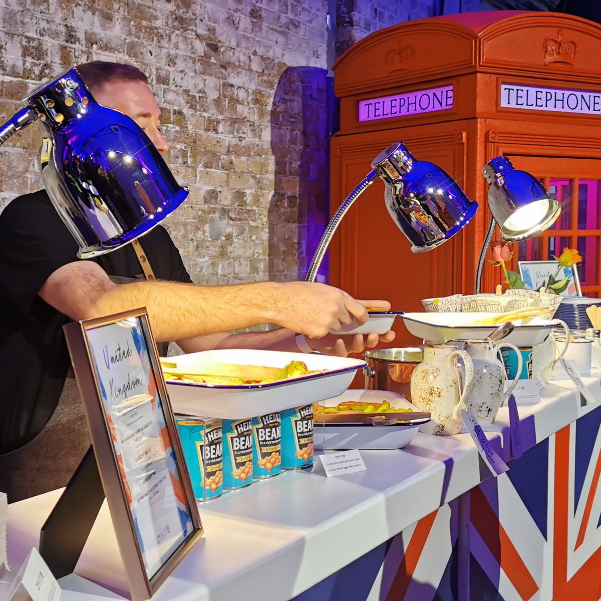 What a week! Here's the first look at one of our most requested food stations 'Best of British' taken at @26LeakeStreet, featuring British fish and homemade chips, wild mushroom, parsnip and tarragon pie and chicken and mushroom pie severed with red wine gravy and rosemary gravy