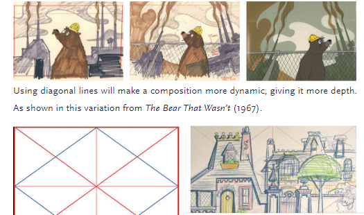 castpixel's tweet photo. Thank you all, for the great responses! With your help I managed to find this book "The Noble Approach: Maurice Noble and the Zen of Animation Design"

Which details exactly the how and why to use diagonals
I should have known -Maurice Noble made those bugs bunny opera setpieces. https://t.co/X4fG16czUj