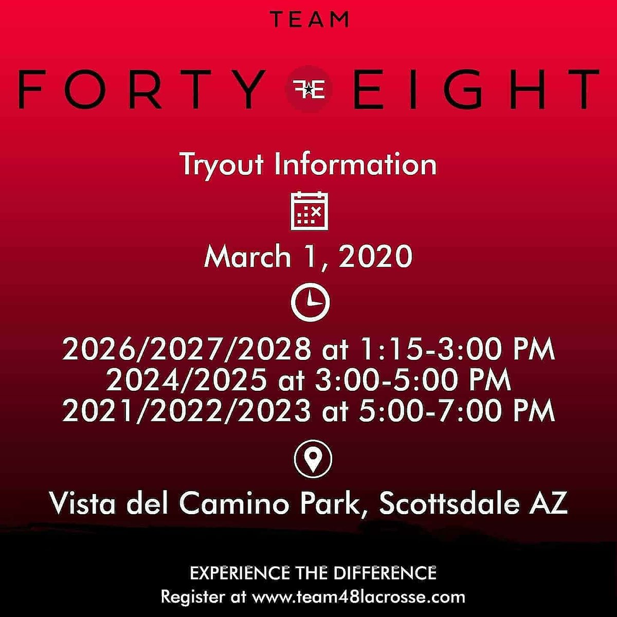 Tomorrow! So hyped about our inaugural season! 💯🔥💥💪🥍
Register on our website today
#team48 #experiencethedifference #nextlevel #azlax