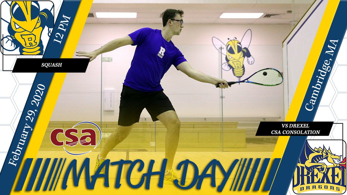 MATCH DAY! After a tough match yesterday, <a href="/RochesterSquash/">Rochester Squash</a> is back in action today in the Potter Cup consolation vs <a href="/DrexelDragons/">Drexel Dragons</a> today at noon! #GoJackets
📊:bit.ly/2T5pZcb
🎥:bit.ly/2HYDjc8