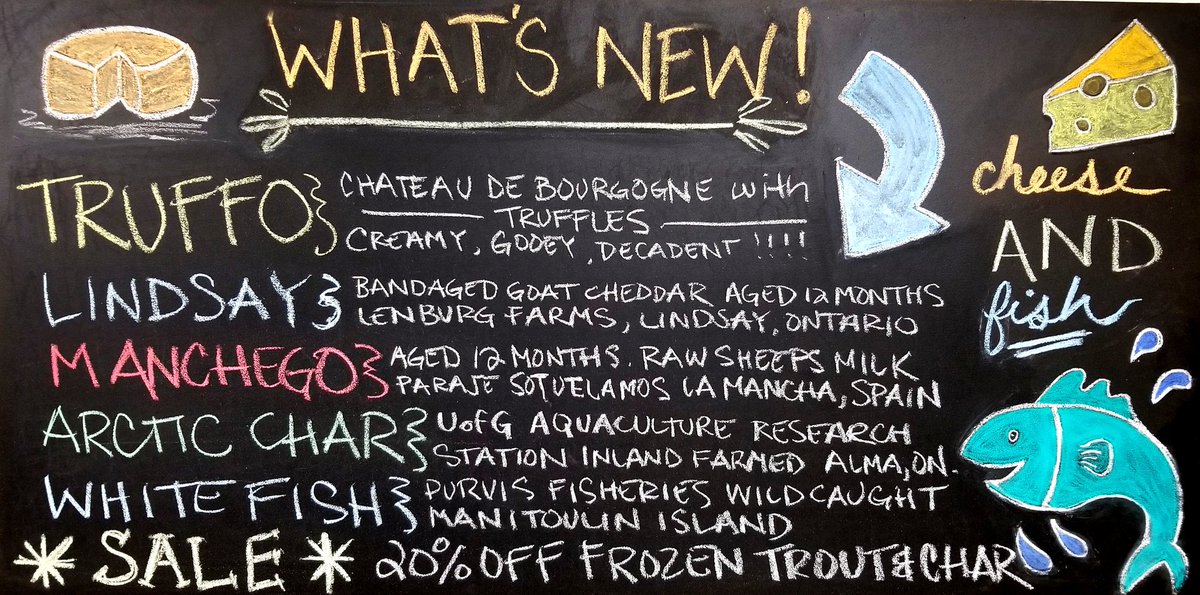 We have some stellar cheeses this week @GuelphMarket + plus 20% OFF select frozen fish &amp;10% off frozen wild Turbot #cheese #sustainableseafood #Guelph #ontariolakefish #tasteofcraft
