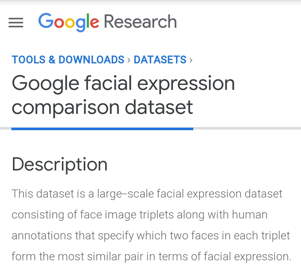 gcosma1's tweet image. Nice! Large-scale facial expression dataset consisting of face image triplets along with human annotations
research.google/tools/datasets… #DataScience #MachineLearning #AI #DeepLearning
