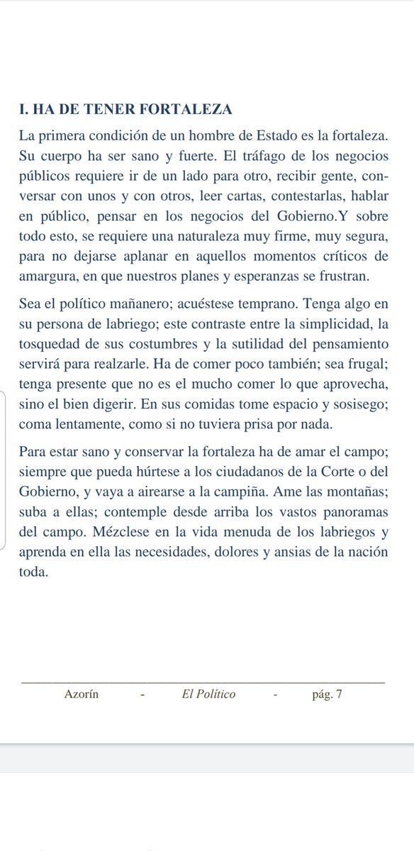 javierallue's tweet photo. Magnífico el maestro #Azorín en sus consejos, y recomendaciones al #político. La primera: Ha de tener #fortaleza y para ello,ha de amar el #campo....y, "mézclese en la vida menuda de los #labriegos y aprenda en ella las necesidades, dolores y ansias de la nación toda." @RBuetas https://t.co/0eC8pF1EJ9