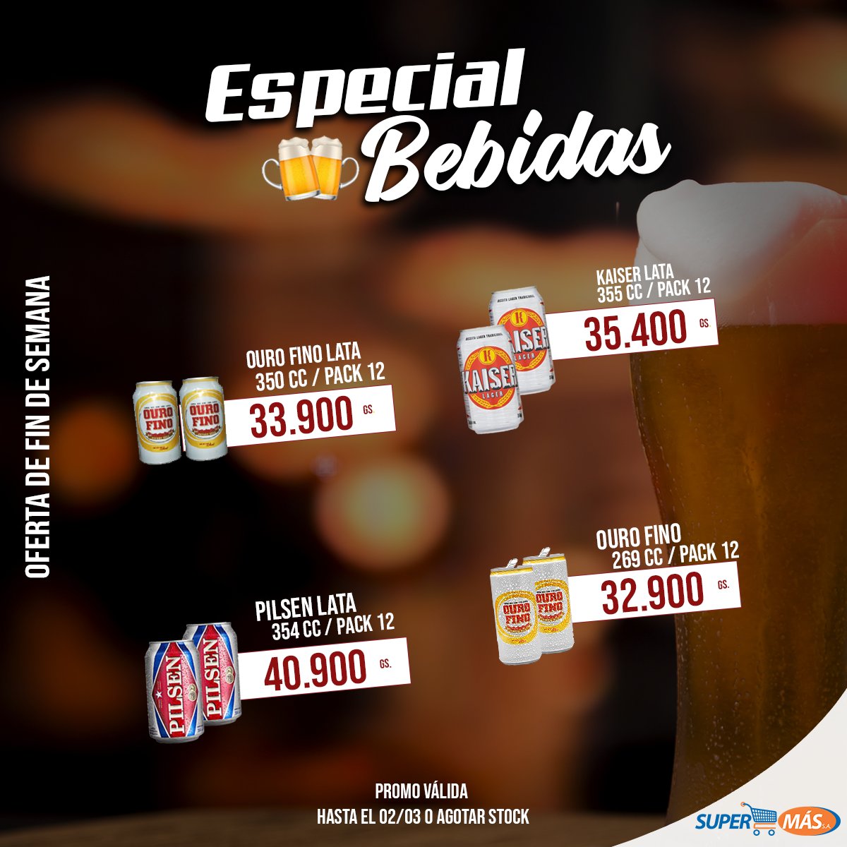 supermas_py's tweet photo. Este fin de semana tiramos la casa por la ventana🥳🍻🍻
📌Especial para refrescar tu fin de semana 😋 🍺🍺
Te esperamos, estamos hasta las 20 horas.
.
.
#SuperMas #SuperMasPy #TeDaMasPorMenos #beerpy #BeerLovers #jaumina #drink #cervezapy #ofertaslocas #ofertas https://t.co/OvLkDTFAlv
