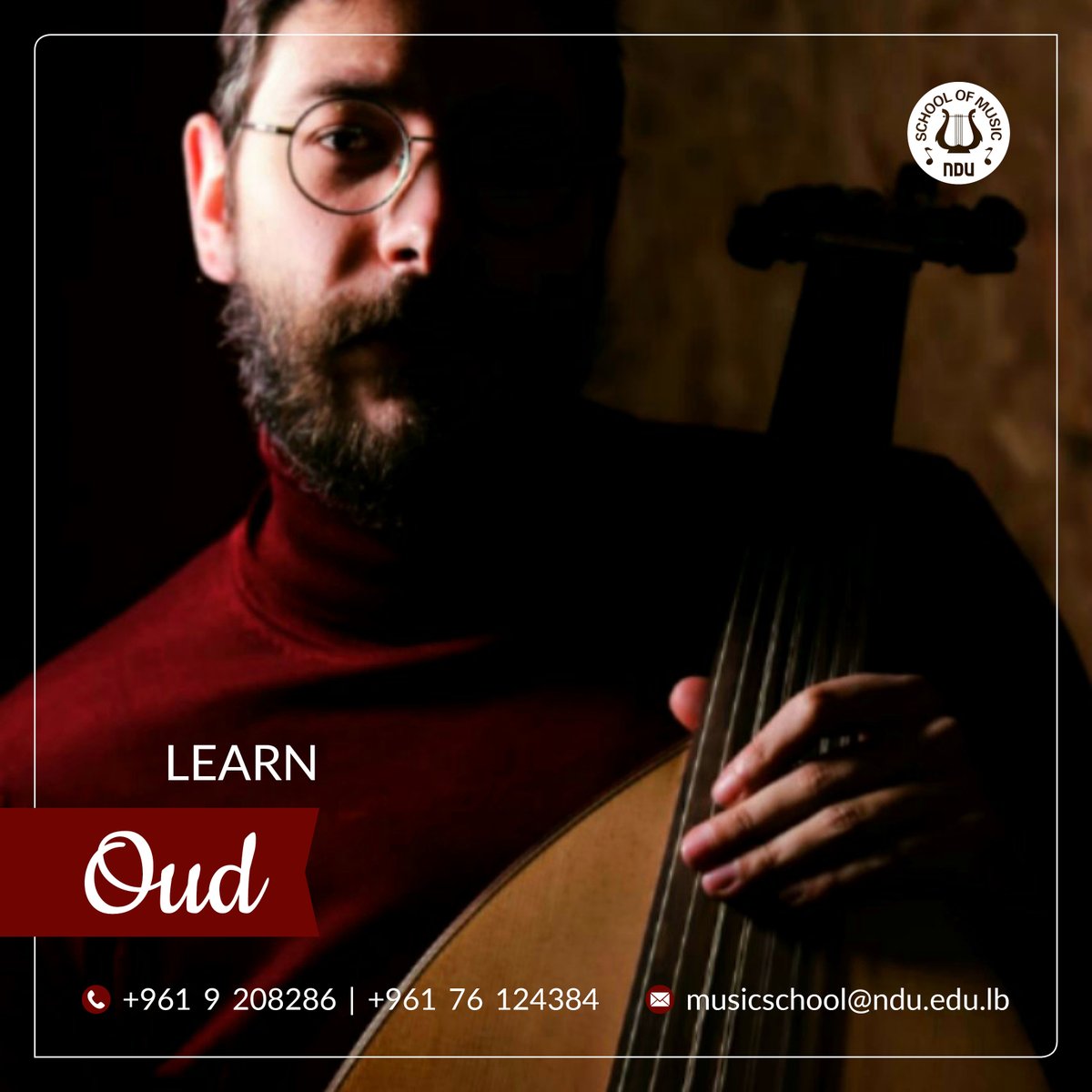 Learn 𝐎𝐔𝐃 at NDU School of Music!

𝐹𝑒𝑒𝑠: 475,000 𝐿𝐿 𝑝𝑒𝑟 𝑠𝑒𝑚𝑒𝑠𝑡𝑒𝑟 (16 𝑠𝑒𝑠𝑠𝑖𝑜𝑛𝑠 𝑜𝑣𝑒𝑟 5 𝑚𝑜𝑛𝑡ℎ𝑠).

Register today at:
𝗧: +961 9 208286
𝗠: +961 76 124384
𝗘: musicschool@ndu.edu.lb

#oud #orientalmusic #learnoud #ndusom #musicschool #learnmusic