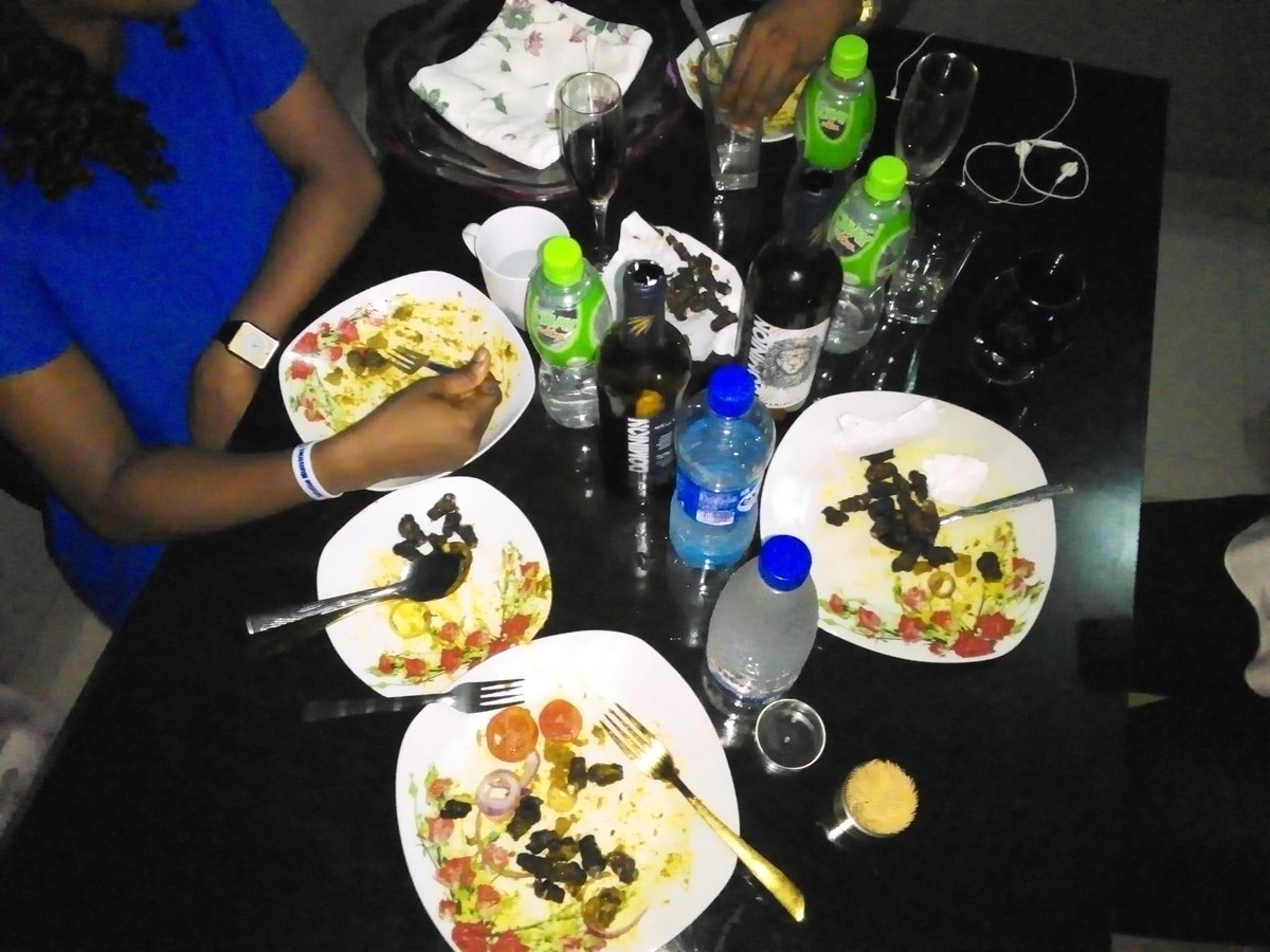 When we work hard, we play hard on a very sumptuous home-made delicacy. 
Thanks @sexy_oma_ & @Omotafede for stopping by...you guys are the real MVPs. 
We love you two loads. 
#RealFriendships
#FridayNightOut

Thanks @NnennaMartins for giving me a home to be proud of #MyQueen