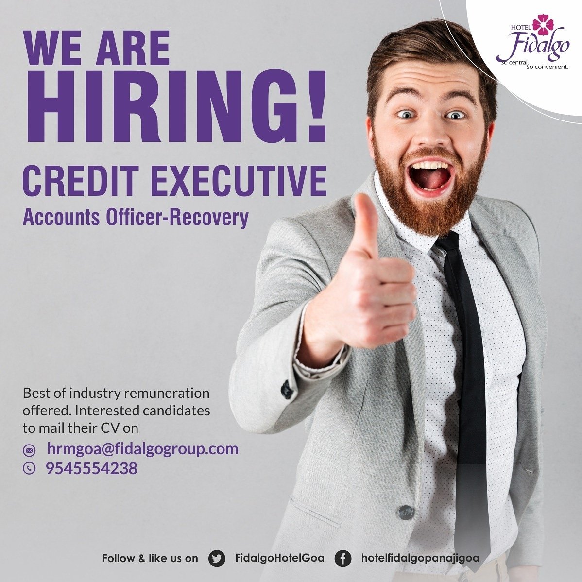 FidalgoHotelGoa's tweet image. Looking out for passionate and highly motivated individuals.
Interested candidates please inbox your details or email your resume on hrmgoa@fidalgogroup.com

#hotelfidalgo #panaji #goa #jobopportunities #hotel #accounts #creditexecutive #recoveryofficer  #vaccancies