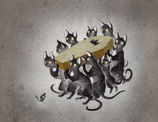 Tatiana19796's tweet photo. #Caturday 'The King of the Cats' is a folk tale from the British Isles. A man sees a group of cats holding a royal funeral. He recounts what happened and the housecat cries 'Then I am the king of the cats!', rushes up the chimney or out of the door, and is never seen again. https://t.co/fX6lnBGy0E