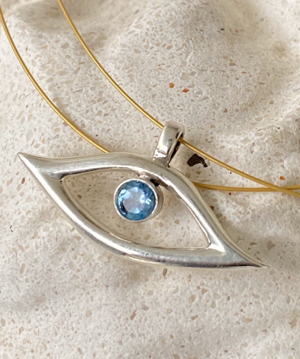 LirazEstate's tweet photo. Excited to share this item from my #etsy shop: evil eye necklace , blue eye necklace, blue topaz necklace, silver evil eye with gold wire chain https://t.co/fCZvCbLnfl https://t.co/dR9NZeRPOw