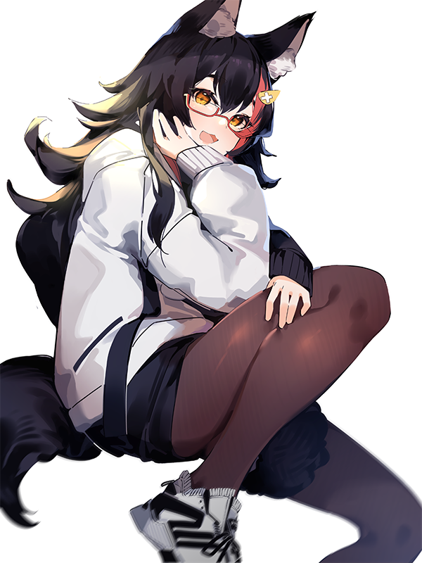 ookami mio 1girl solo animal ears wolf ears black hair pantyhose tail  illustration images
