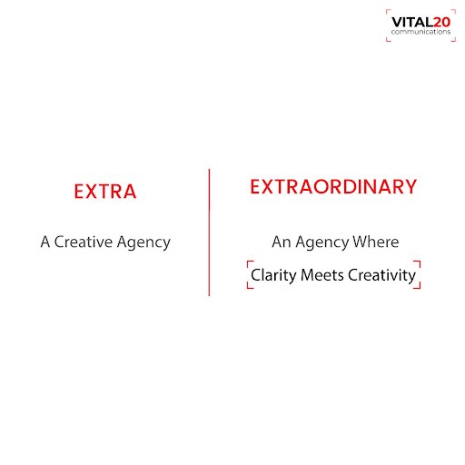 Vital20com's tweet image. We&apos;re different because we go that &apos;extra&apos; mile to deliver clear messages, creatively.
#ExtraFormat #Trending #TrendingNow #NewTrend #TopicalSpot #MomentMarketing #Topical #TrendingFormat #SocialSamosa #ClarityMeetsCreativity #Vital20Communications #digital #design #adagency