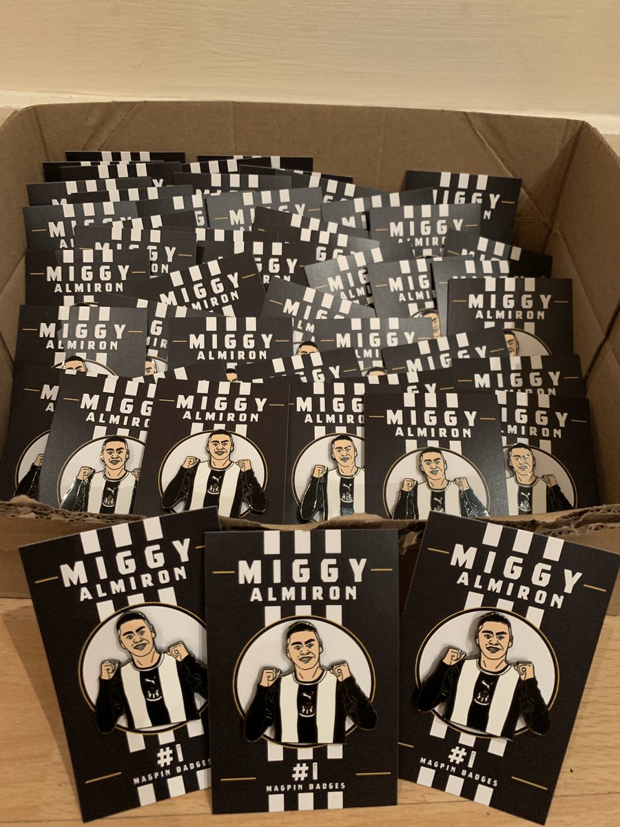 Magpin1's tweet image. If Almiron scores OR assists today against Burnley I’ll give away one of my Miggy Almiron badges. 

To enter, Retweet this tweet before 3pm KO ✅

#NUFC