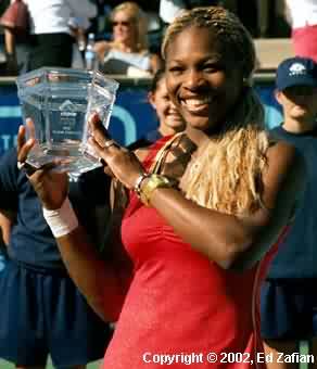 Unable to play the Australian Open due to injury, Serena would go on to win the State Farm Women's Tennis Classic in Scottsdale, AZ, the NASDAQ-100 Open, defeating her sister in the semis and Capriati in the final, and the Italian Open in Rome, beating Justine Henin.