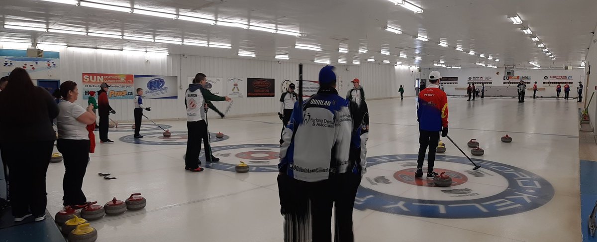 LP385's tweet image. Final round robin games in U16 Boys. All games can impact playoffs so lots of excitement.@CurlingNL