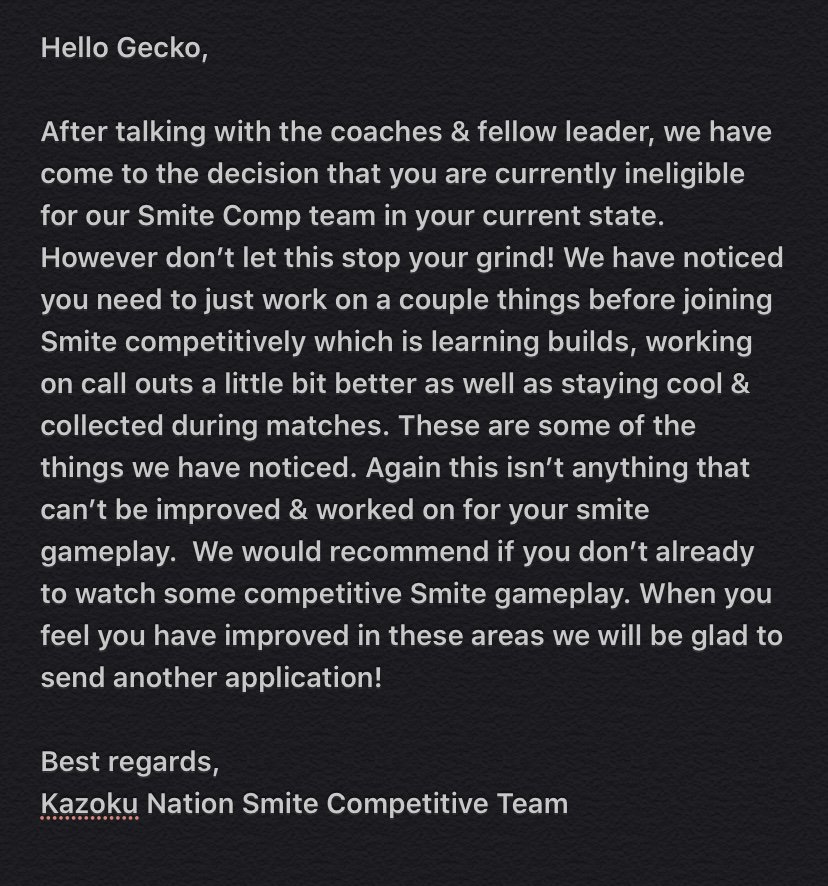 GeckoStreams's tweet photo. So after waiting and trying my hardest I didn't get into a smite team after waiting nearly a month for one trail game for this appreciate kazoku but I am done https://t.co/UsjJbT5odj