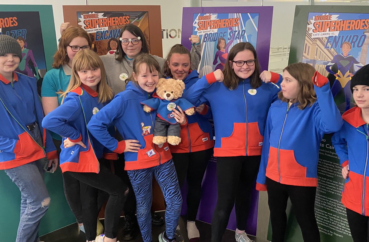 raisingrobots's tweet photo. Meet Pru the Bear from 1st Prudhoe ⁦@Girlguiding⁩ who’s gaining brilliant robotic superhero powers with her superb team ⁦@Tomorrows_Eng⁩ Regional Final at ⁦@REECEgroup⁩ https://t.co/s8ezLgLtlz