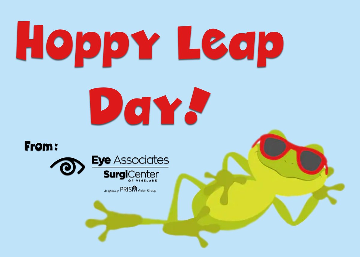 SJEyeAssociates's tweet photo. "Hoppy" Leap Day from the team here at Eye Associates and SurgiCenter of Vineland! #leapday2020 https://t.co/hqbLvTVsTF