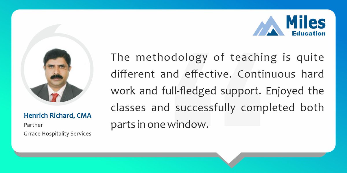 mileseducation's tweet photo. #StudentSuccess
Sharing the #story of Henrich Richard, CMA who took up the #CMAexam with Miles. For more #CMA success stories check https://t.co/zDrsxsxpUR
#cmareview #mileseducation #uscma #cmatraining #cmastudents #cmastudentlife #cma2020 #cmastudent #cmainstitute https://t.co/kZN0D6tDu2