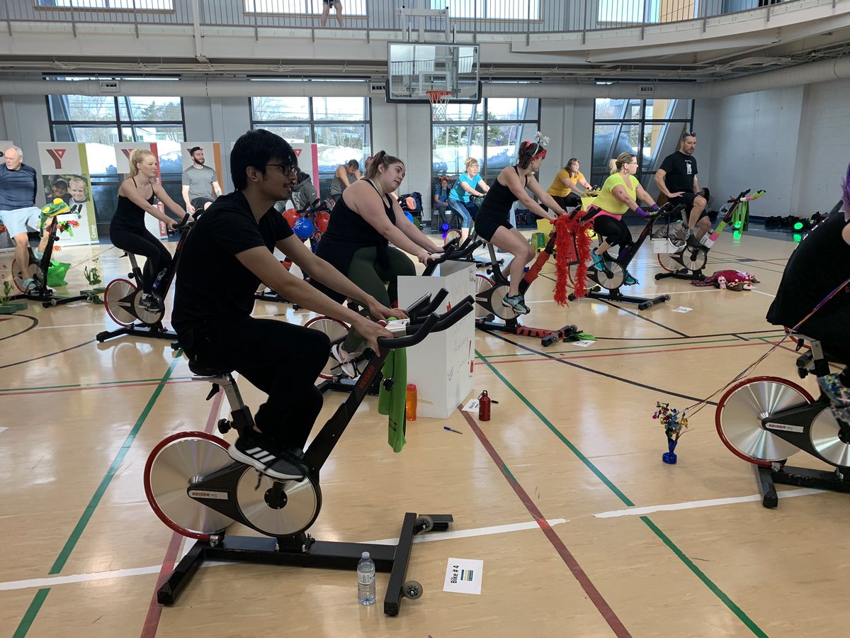 ClearRisk's tweet photo. Brad and Eshu tearing it up at the #ymcanl #cyclathon @YMCAofNL https://t.co/xVfI8g9FCX