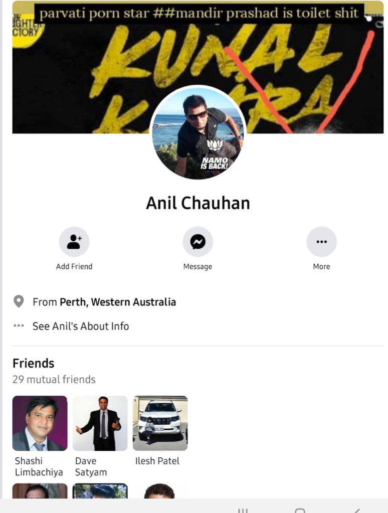 I haven’t said a single line this man is quoting this deeply hurts my sentiments as a Hindu,
This is Malicious at the very least, My show in Perth is over &amp; I’m moving on, this is the real face of the Hindu NRI, they’re Hindu to spread hate &amp; falsehood to protect their master...