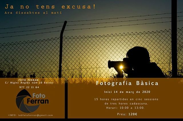 FerranFoto's tweet photo. ÚLTIMS DIES PER A INSCRIURE-US!! Per a més informació podeu enviar un correu electrònic a labfotoferran@gmail.com o trucar al 977221164 #cursos #cursosfotografia #tarragona  https://t.co/aU4hWZw4wS https://t.co/qhfegaGOPg