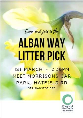 Enjoy a sunny walk doing something useful. Meet 2.30 Morrison's Car Park
Accompanied kids &amp; dogs welcome. Bring gloves etc
#plasticfree 
#spring