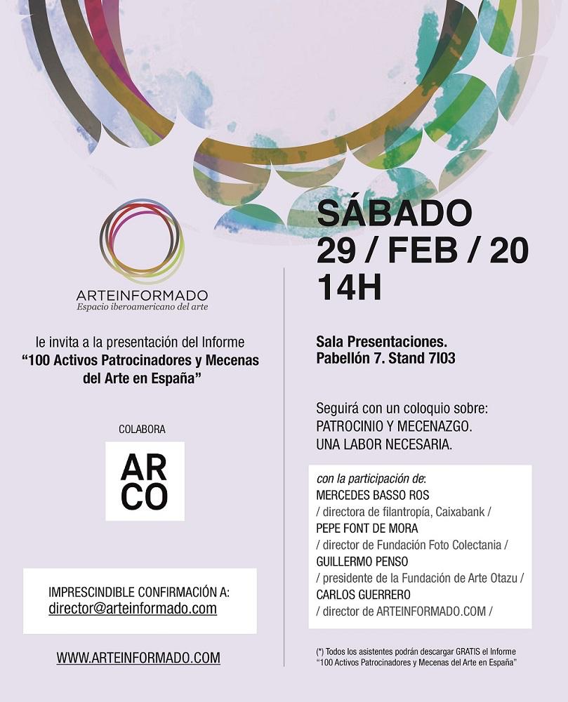 BlancaSotoArte's tweet image. La Galería @BlancaSotoArte está participando a la conferencia "100 Activos Patrocinadores y Mecenas del Arte en España" de @ArteInformado, en la @FeriaArco.

#arte #arteMadrid #Madrid #artecontemporaneo #contemporaryart #conference #conferencia #ARCO2020 #ARCOMadrid