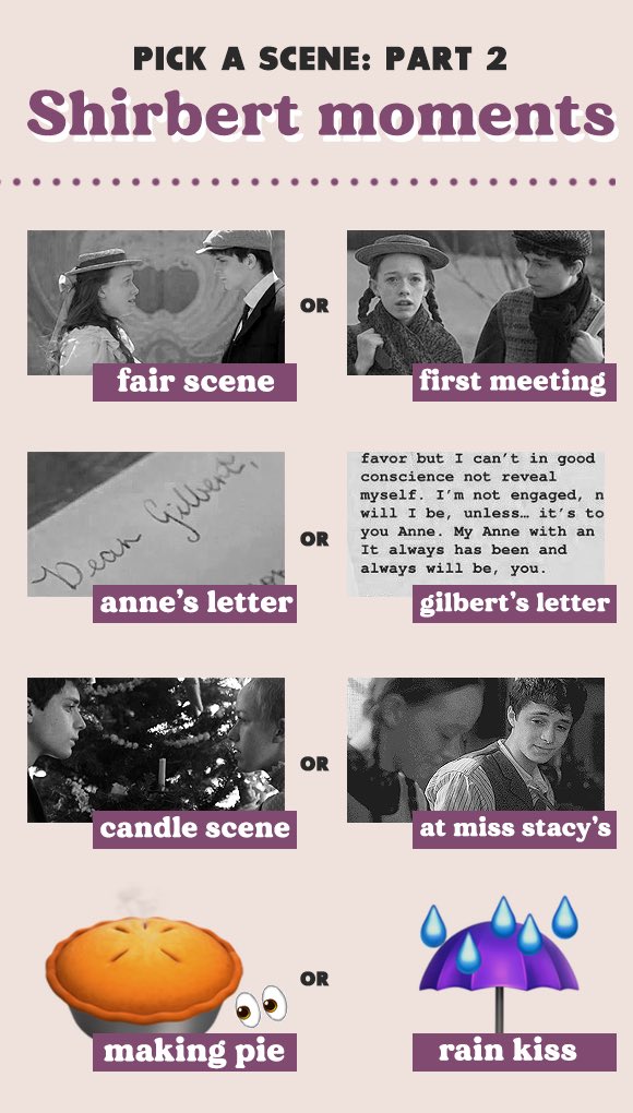 Theruuuu's tweet photo. 🎈 ANNE NATION! Today’s my birthday (leap year!) and all I’m asking for is all of you to spam me with your votes for #AmybethMcNulty at the #CdnScreenAwards! 😊 I made this favourite Shirbert scenes game, so please, feel free to use it/spam me - GO GO GO! 😊🧡👇🏻 https://t.co/h0bFFlNnBl
