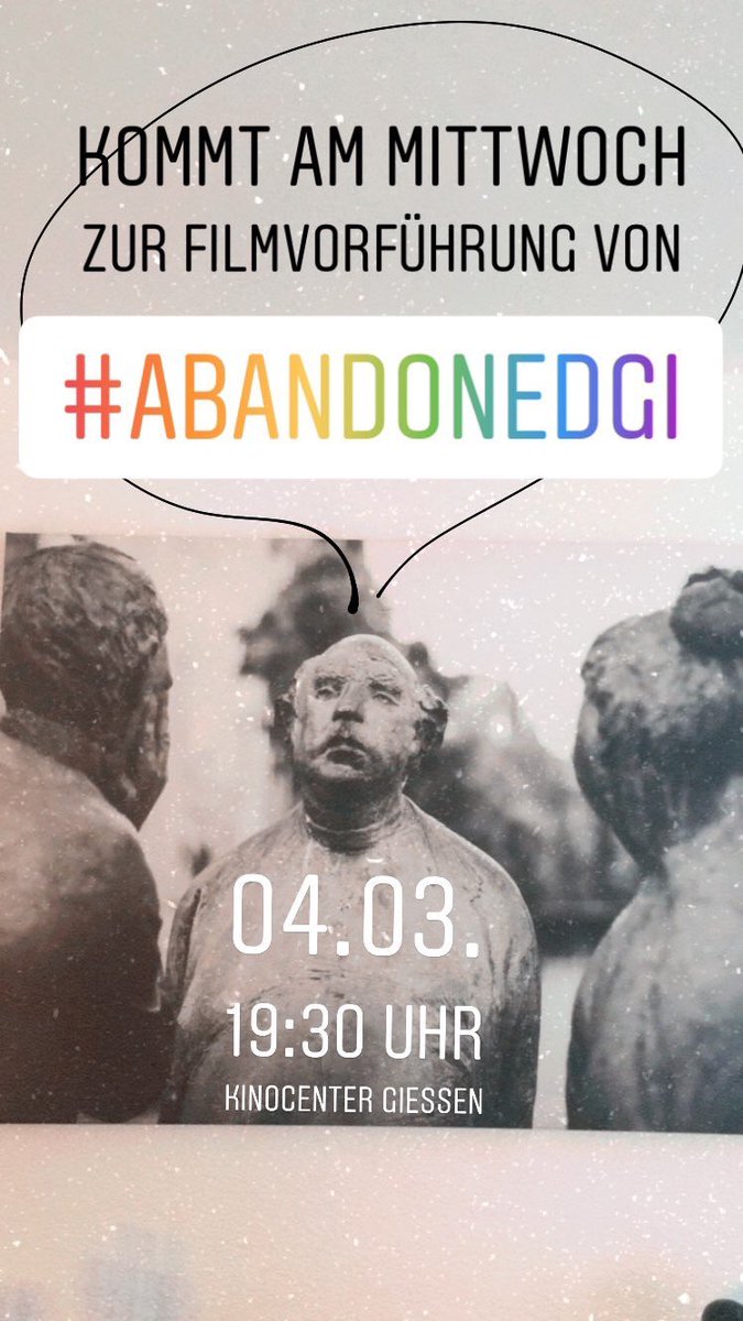 mitmission_eV's tweet photo. Nicht verpassen! Filmvorführung von Abandoned am 04.03. um 19:30 Uhr im Kinocenter Gießen. Mit dabei: Regisseurin Patricia Josefine Marchart, Grußwort von @haenel_kh. Seid dabei! https://t.co/Wl3F8Mak2w