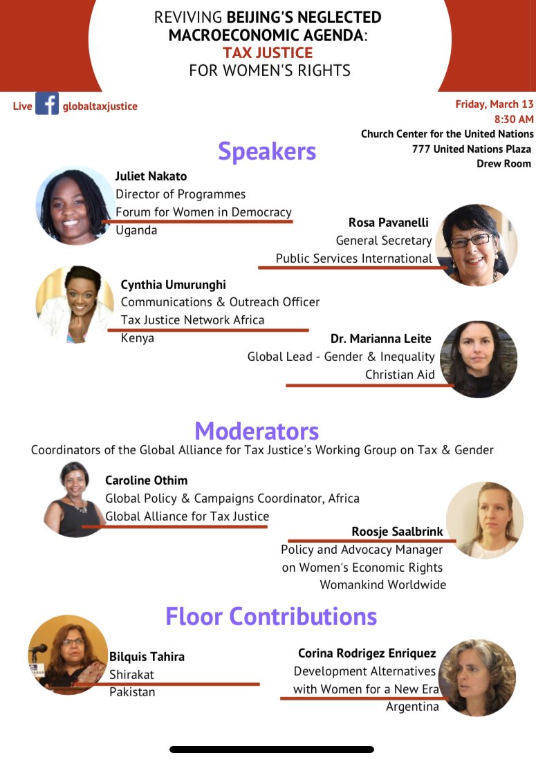 Hey #UNCSW64 we think we won the “which side event has most co-sponsors” contest didn’t we ? It’s only right cuz we’ll be addressing the elephant in the room: 25y after #BeijingDeclaration, how to finance #GenderEquality ? Spoiler: through #TaxJustice obviously !