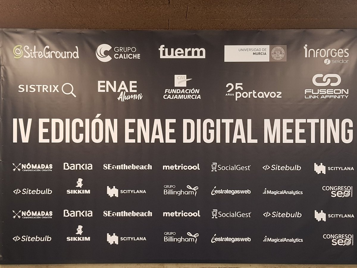 Sin los patrocinadores y colaboradores, EN@E DIGITAL MEETING no sería posible 🙌 <a href="/sistrixes/">SISTRIX España</a> , <a href="/fcajamurcia/">Fundación Cajamurcia</a> , <a href="/inforges/">Consultora Inforges</a> , <a href="/portavozdigital/">portavozdigital</a> , ENAE Alumni, FUERM, fueron link affinity by <a href="/sicodeandres/">Sico de Andrés</a> , <a href="/caliche_grupo/">Grupo Caliche</a> , <a href="/umu/">Universidad Murcia</a> , <a href="/scitylana_guys/">Scitylana</a> #ENAEDM20