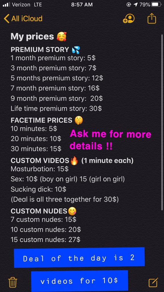 madleyn12's tweet photo. Prices for my premium.. @baby_bb77 https://t.co/PeVJY64FPs