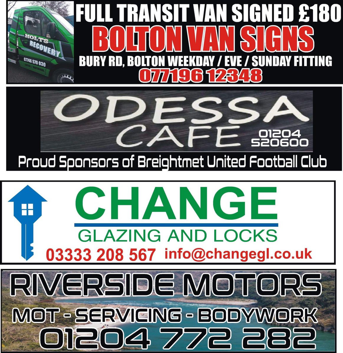 MartinW70529114's tweet image. PITCH SIDE ADVERTISING BOARDS

We (The Club) are in the process of sorting Advertising Boards which will be secured around the pitch
The cost is £150.. this would include the large board and printing 
These are the 1st boards ordered for examples -If interested please let me know