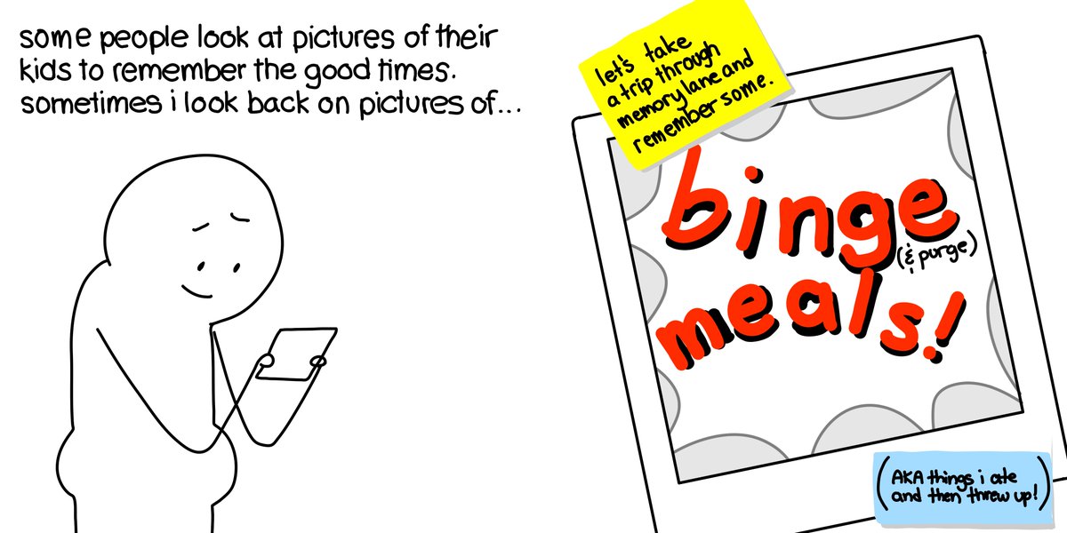 comic : fat fuck 11

for some reason back in my binge &amp; purge days, i would take photos of the binge meals. it was like... i thought i could stop the urge to binge if i looked at a photo of a previous meal and imagined the taste. 

but it never worked. 