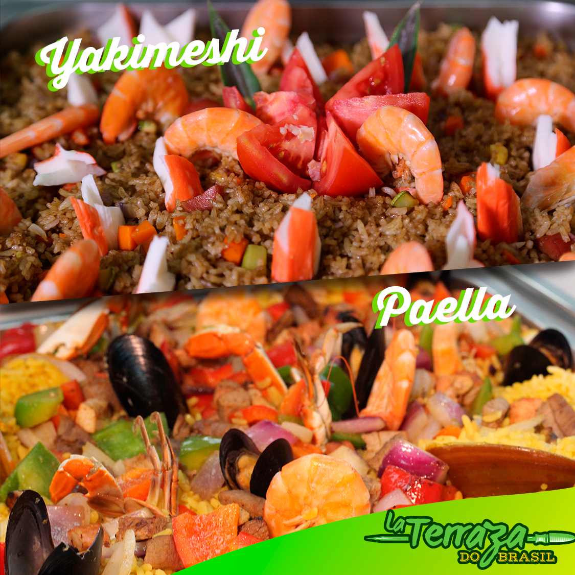 LaTerrazaDB's tweet photo. ¿Yakimeshi o Paella? ¿Cuál de estas variantes de arroz prefieres probar este fin de semana en La Terraza Do Brasil? https://t.co/OQ2j1AvlrP