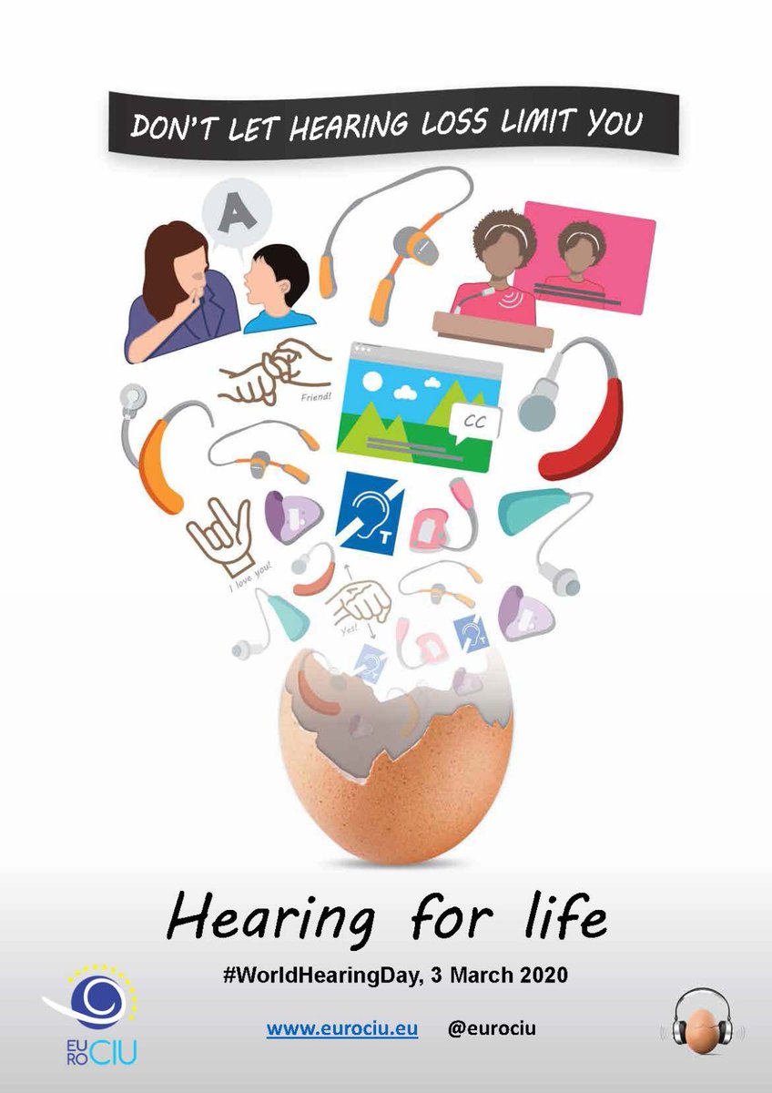 eurociu's tweet photo. Next 3rd March is #WorldHearingDay. During this 2020 #HearingAwarenessWeek that started on #CochlearImplantDay we have shown #HearingLoss Does not limit us! Thanks to #CochlearImplants we are #ChampionsForHearing! #IWantToHear #CanYouHearMe? #CIDay #Hearing https://t.co/Fyji1698OL
