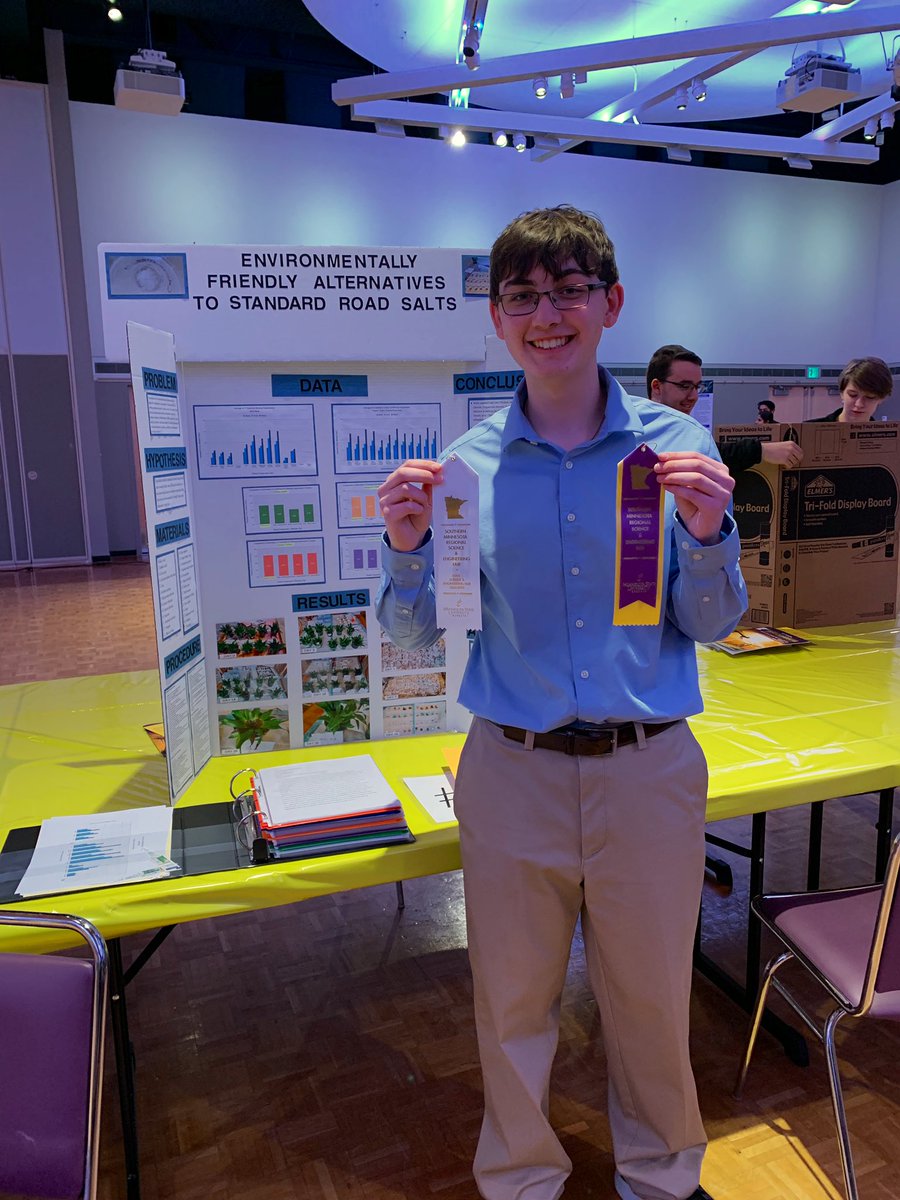 msperleberg's tweet photo. It’s fair to say that these three fared well at the Regional Science and Engineering Fair. Both projects received blue ribbons and advance to the state competition. Well done Wildcat Scientists! @WaconiaSchools @wildcatad110 https://t.co/7etUAfIB7T
