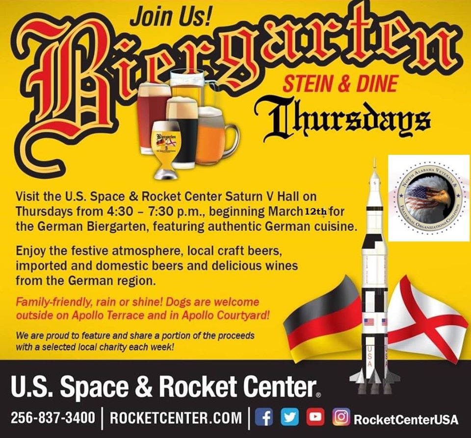 navfoc's tweet photo. Mark your calendars to support NAVFOC at the Space &amp; Rocket Center Biergarten Opener! https://t.co/LqTao921sG